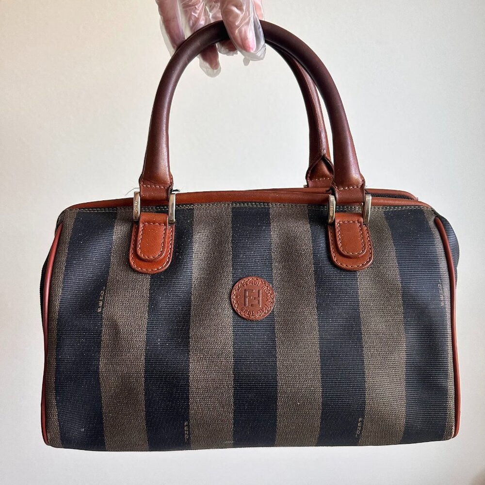 FENDI Vintage Pequin Boston Bag